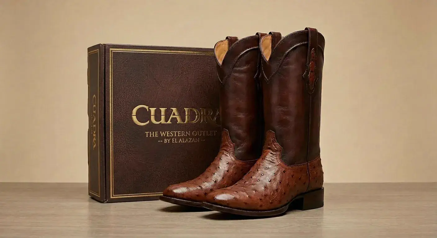 Premium exotic leather cowboy boots in ostrich, caiman, python and alligator styles